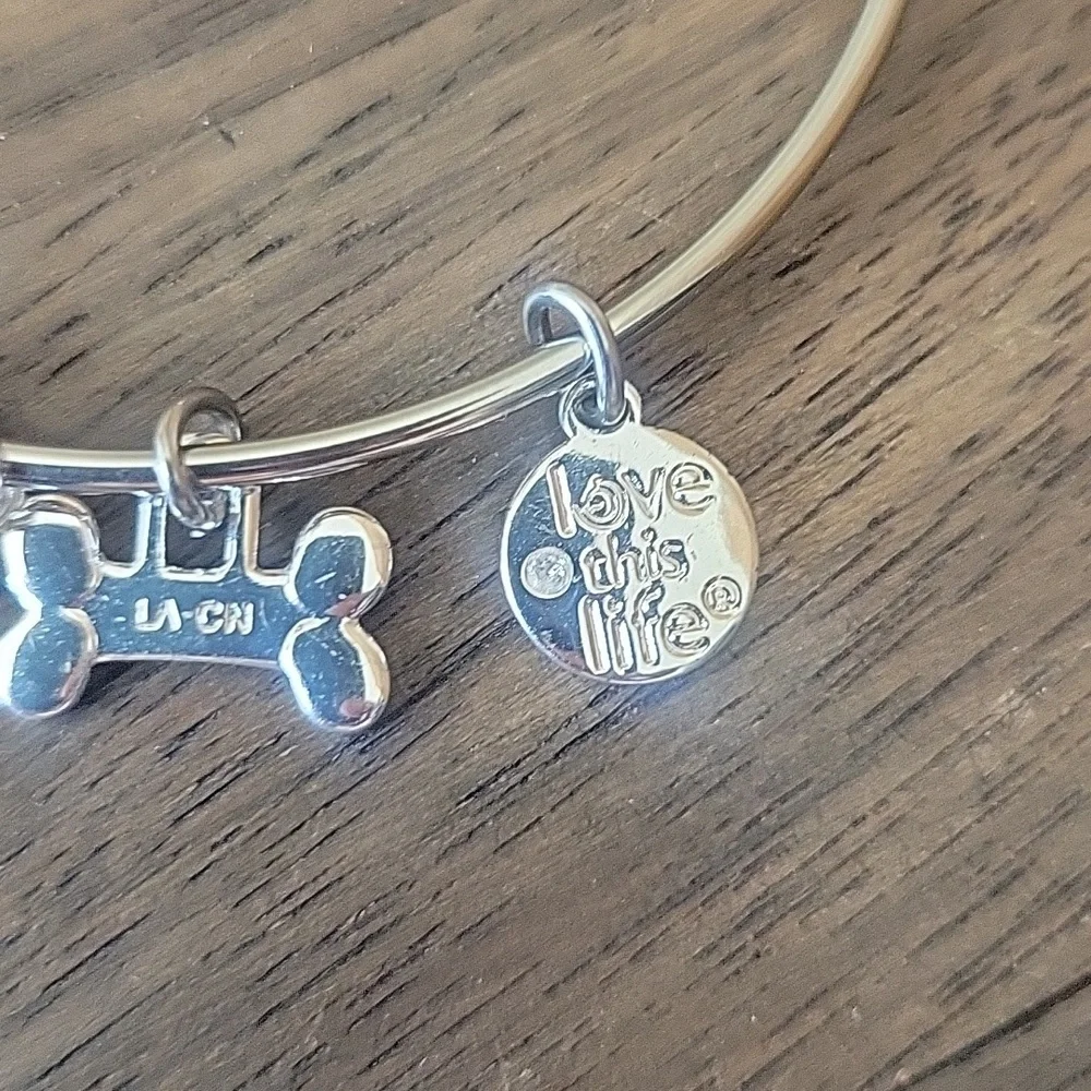 I Love My Dog Charm Bangle Bracelet